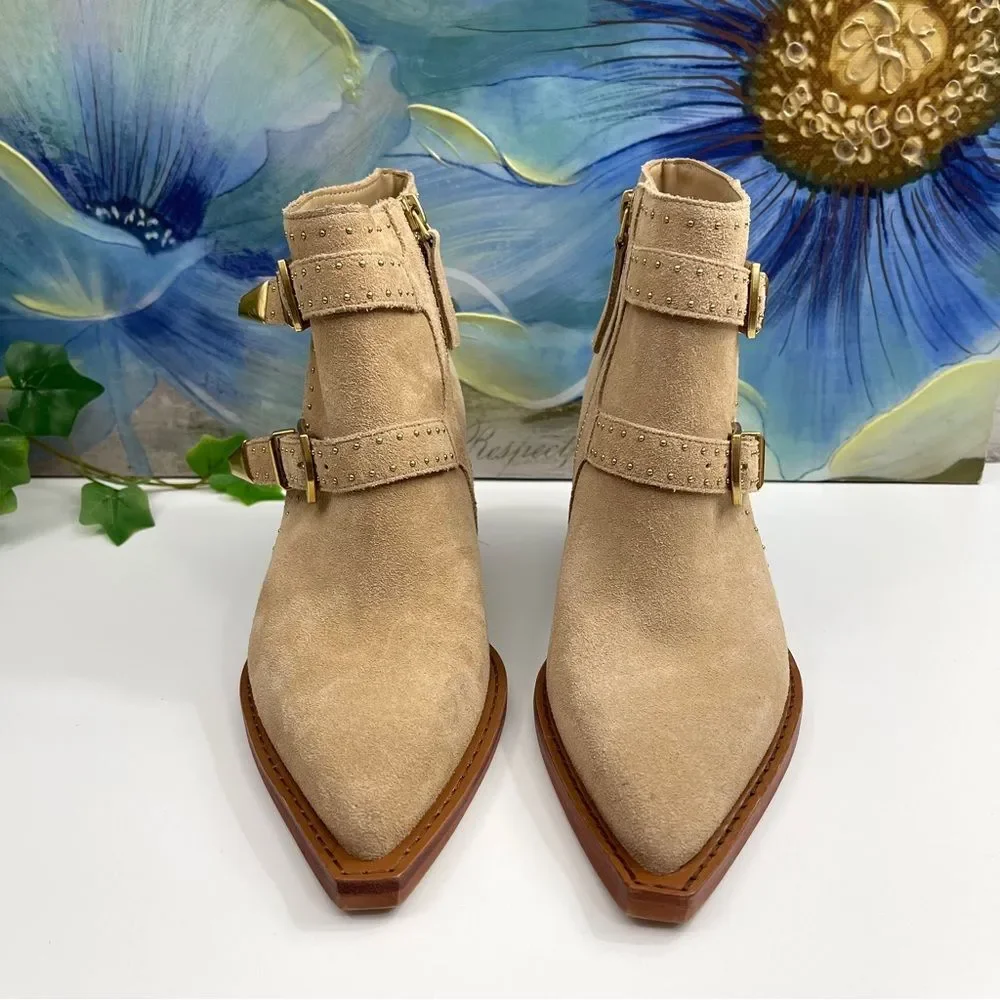 New Dolce Vita Ronnie Western Bootie in Camel Suede Size 6